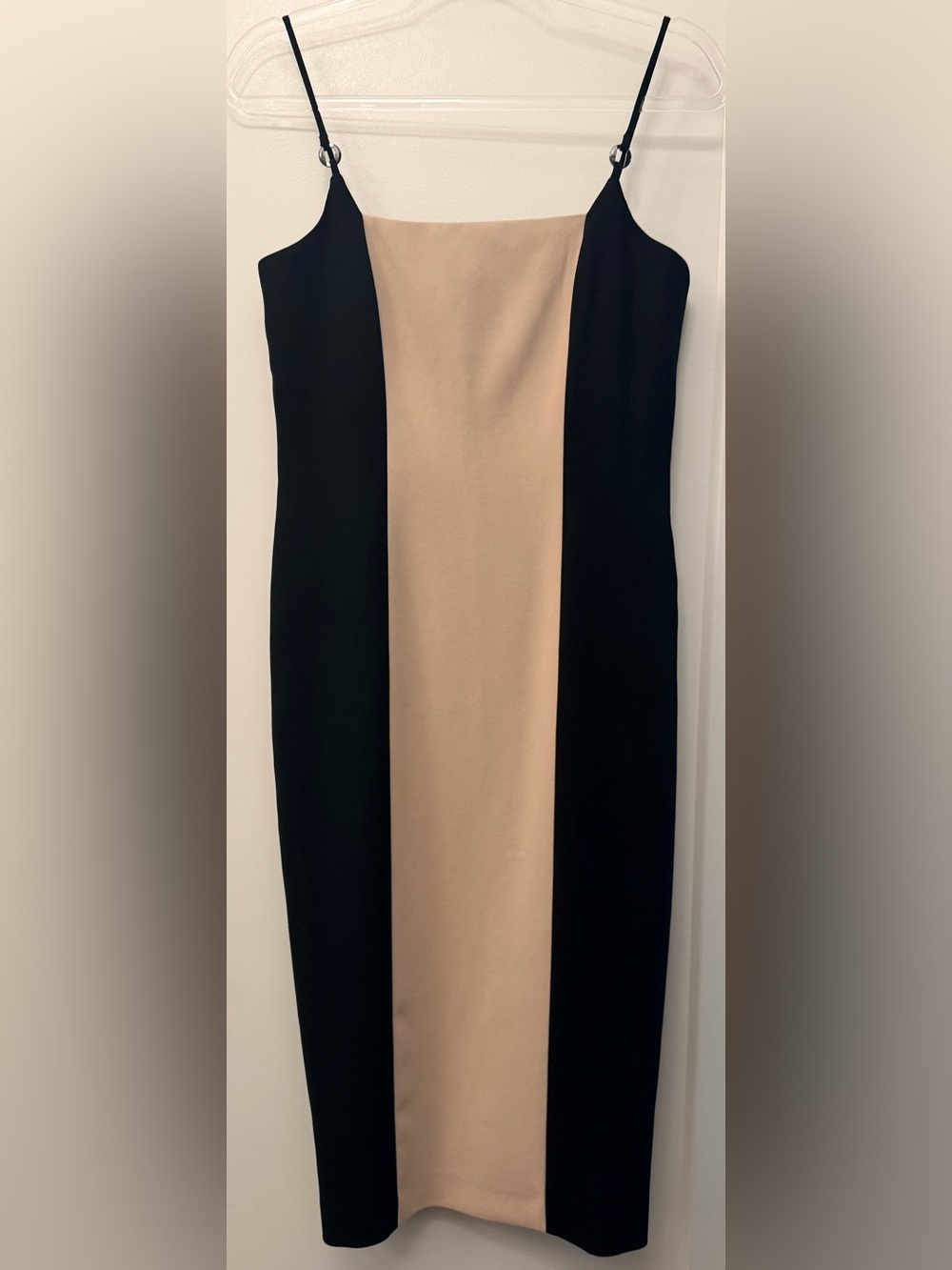 NWT Elie Tahari Exclusive Two Tone Slim Black & Beige Midi Sheath Dress Sz 6
